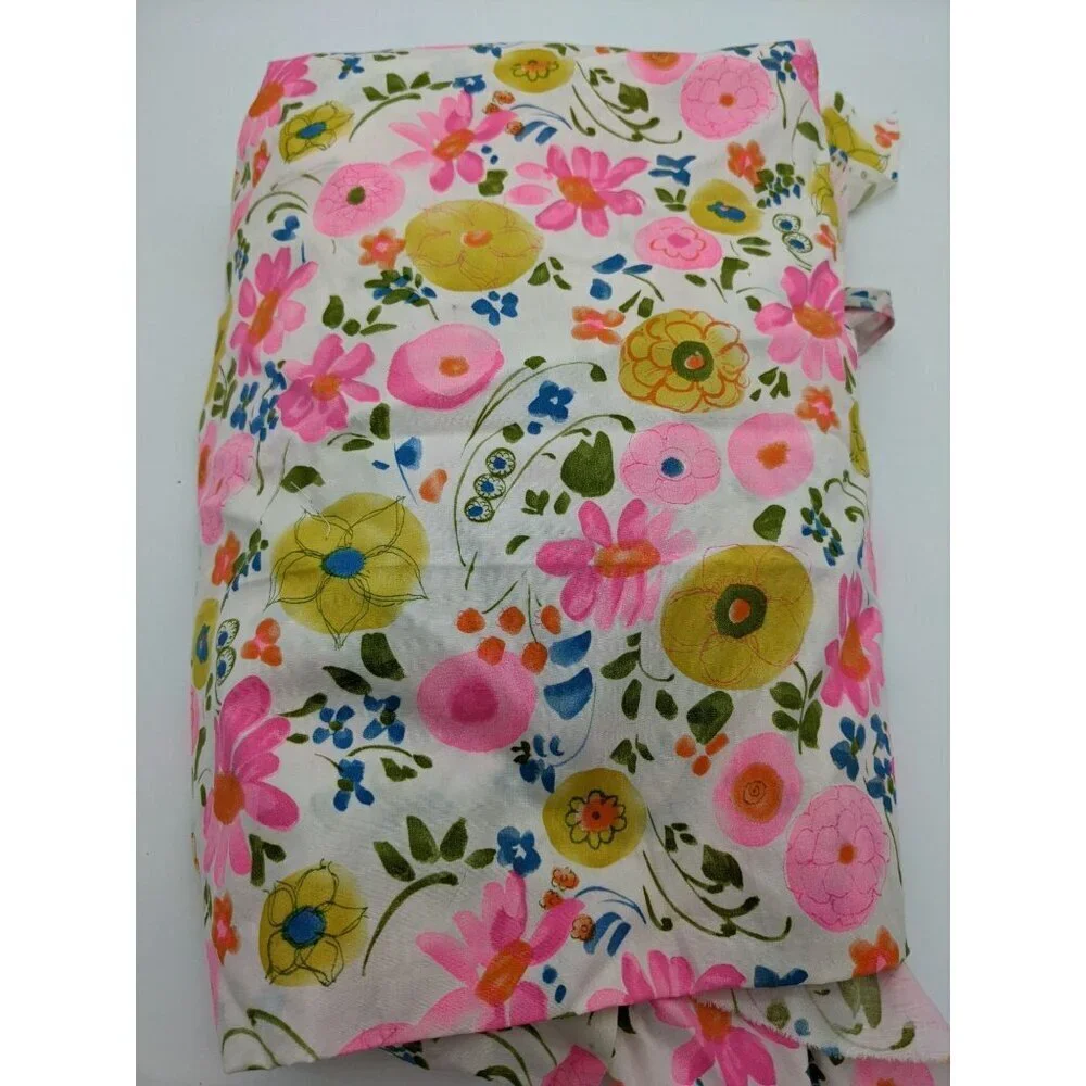vtg M Lowenstein & Sons Fabric floral flower 70's cottage 44 x 4.5 yards pink fl